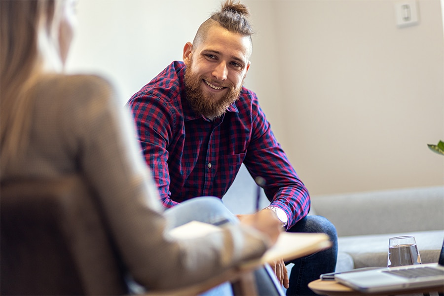 man in therapy for drug addiction